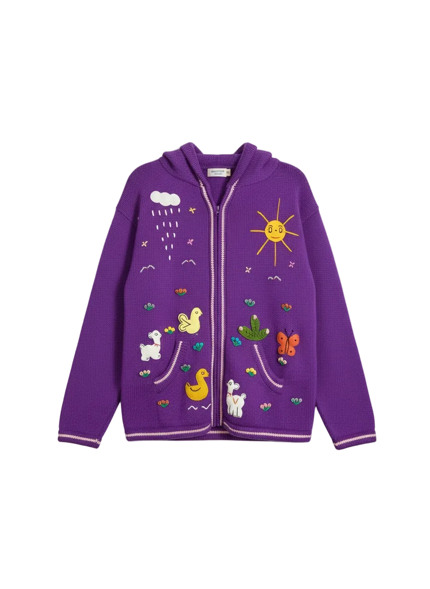 Purple Adult Cardigan with Hood
