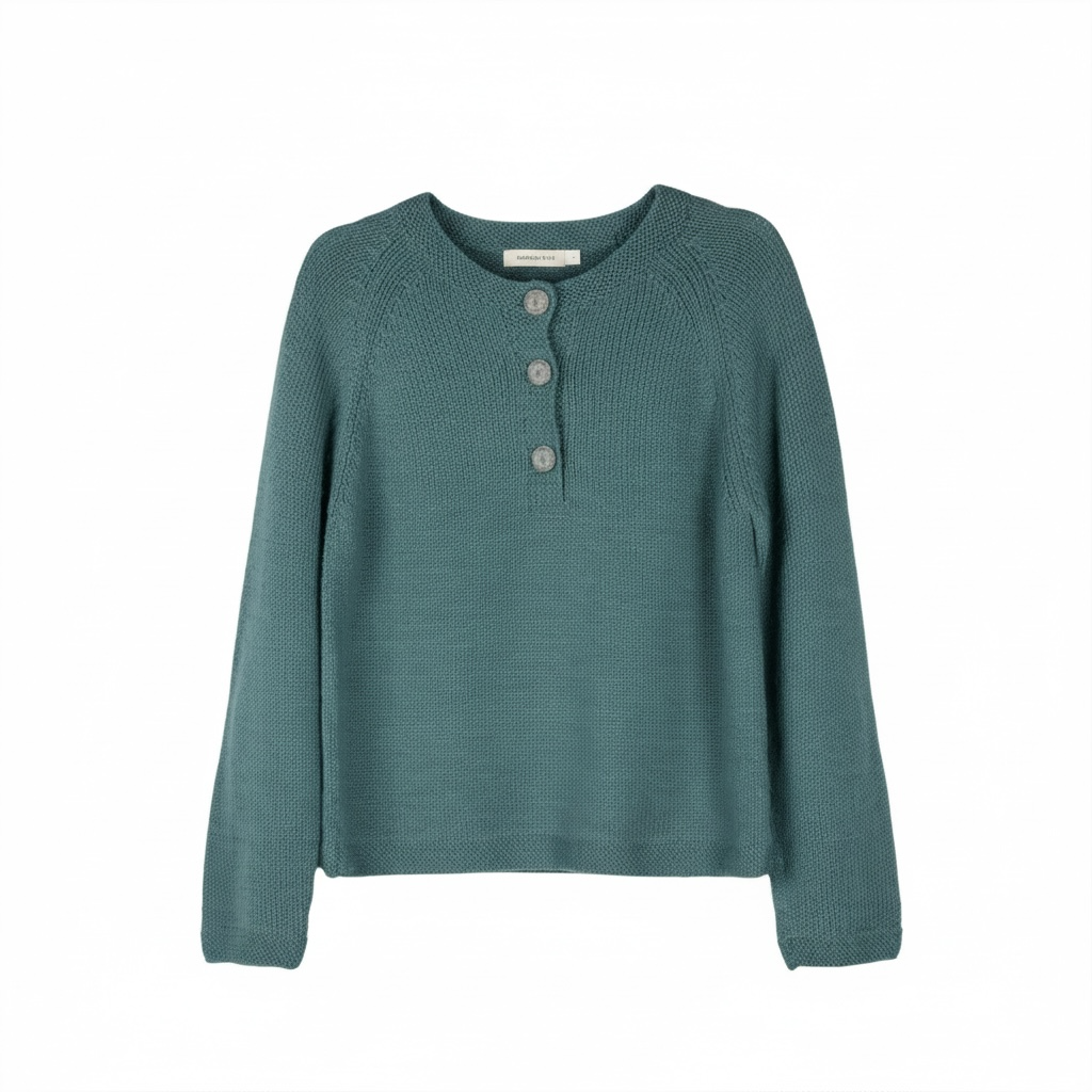 Green Sweater with Bottons