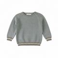 Grey Sweater with Brown & White edging