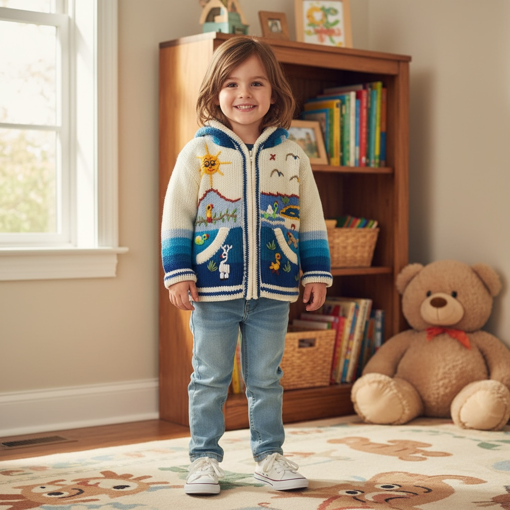 Cream and Blue Cardigan