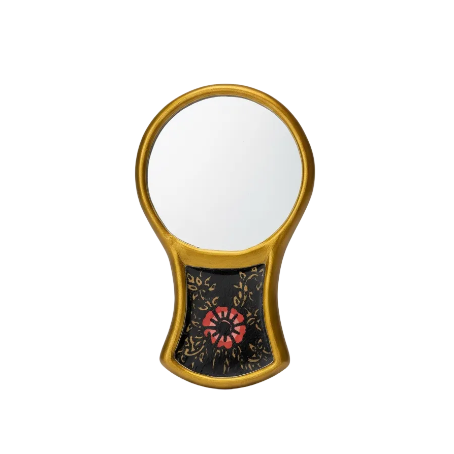 Handmirror Black with Rose Flowers