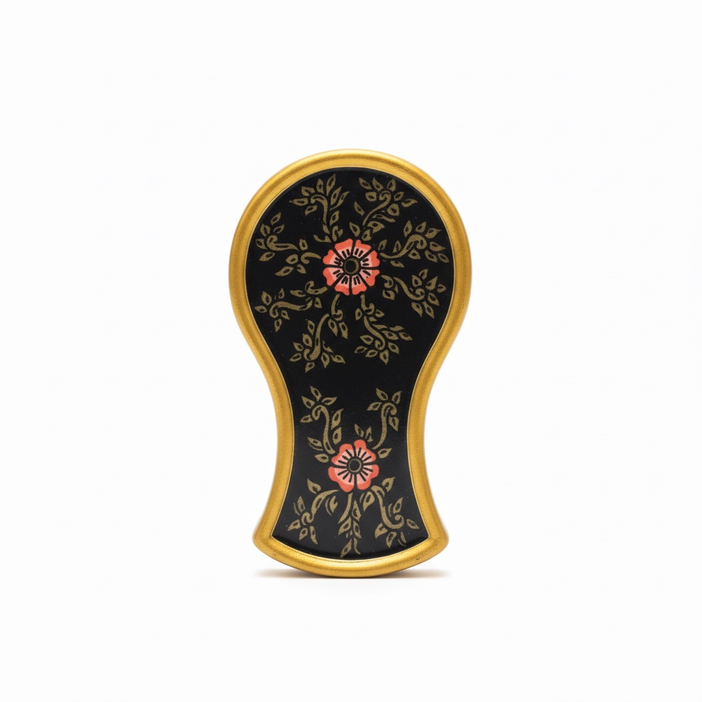 Handmirror Black with Rose Flowers