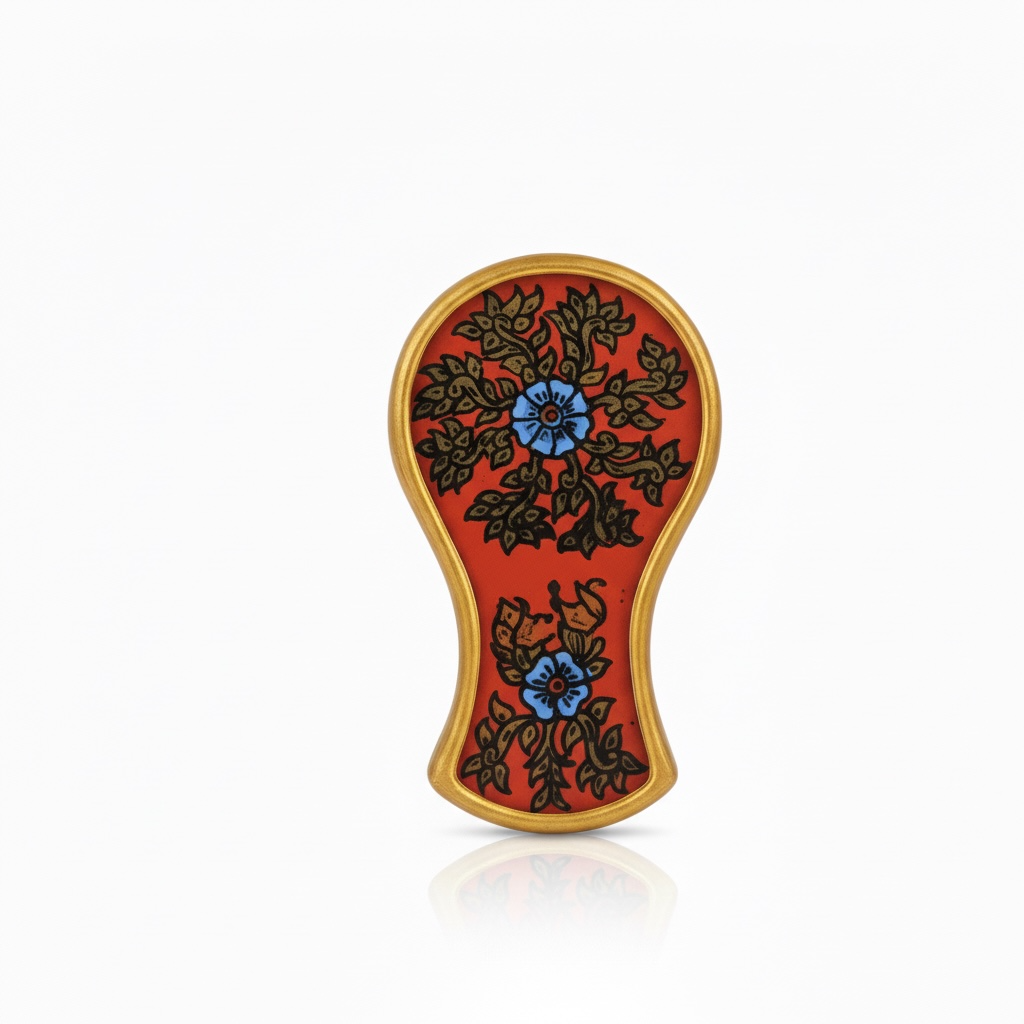 Handmade Mirror Carnelian with Blue Flowers