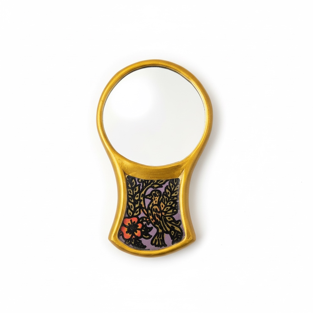 Handmirror Purple with Rose Flowers