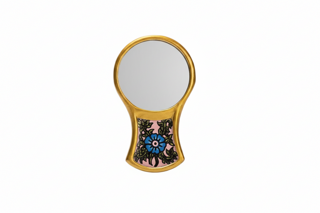 Handmirror Rose with Blue Flowers