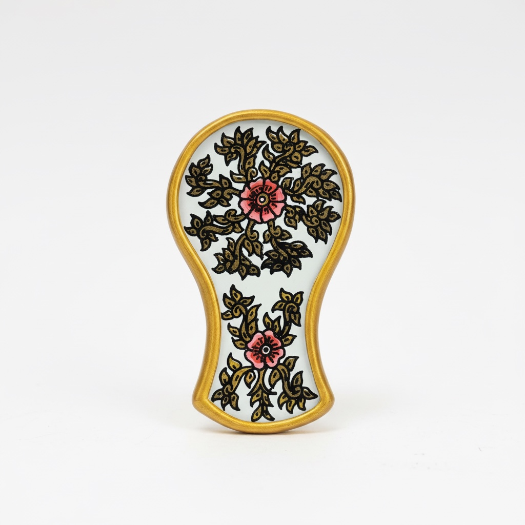 Handmirror White with Rose Flowers