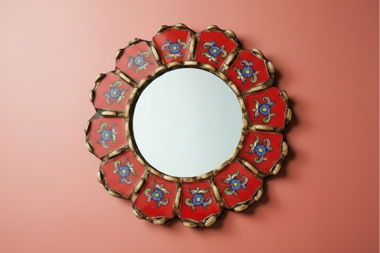 Large Red Flower Mirror