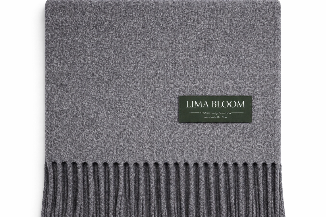 Classic Scarf -  100% Baby Alpaca Mid Grey M9A0002